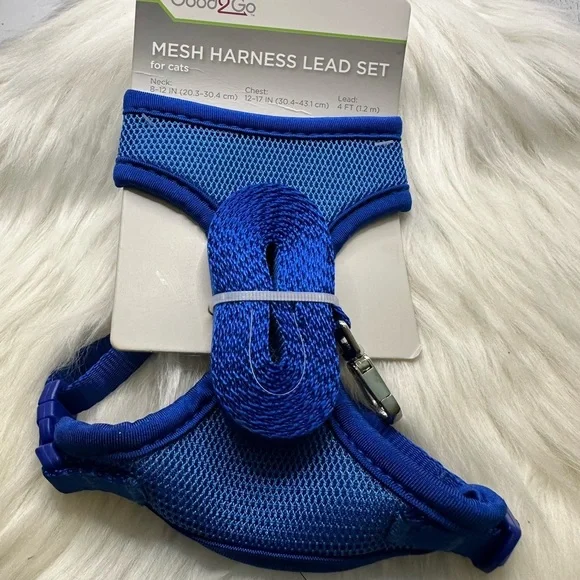 💜3/$15 Good2Go Vibrant Blue Mesh Cat Harness and Lead Set