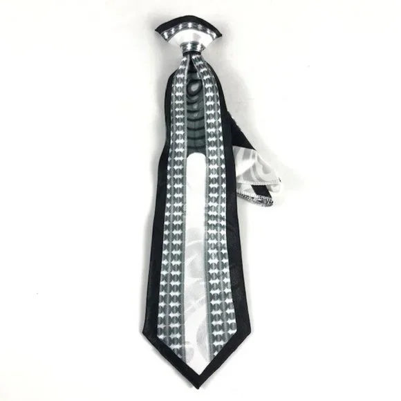 Gino Clericci Boy's Clip-on Tie Set Black White Charcoal Gray 100% Polyester