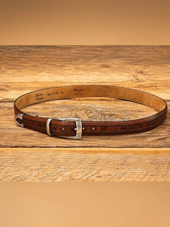 Mezlan Genuine Crocodile Belt | Made in Spain | Size 38 | Solid Brass Buckle