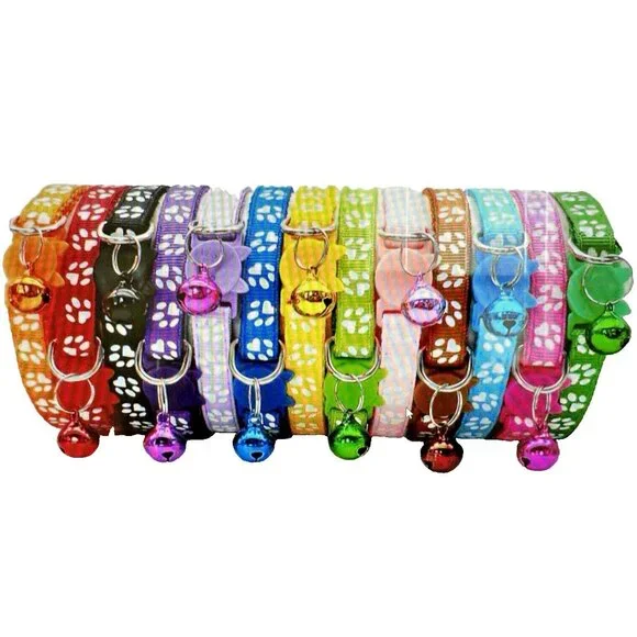 13 Piece Set of Nylon Cat Kitten Safety Collars Adjustable 7