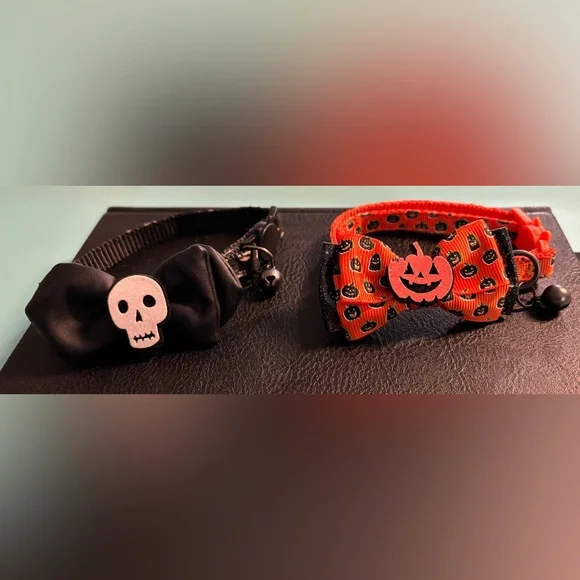 💚 NWOT Brand new - Four easy break away kitten collars in Halloween theme