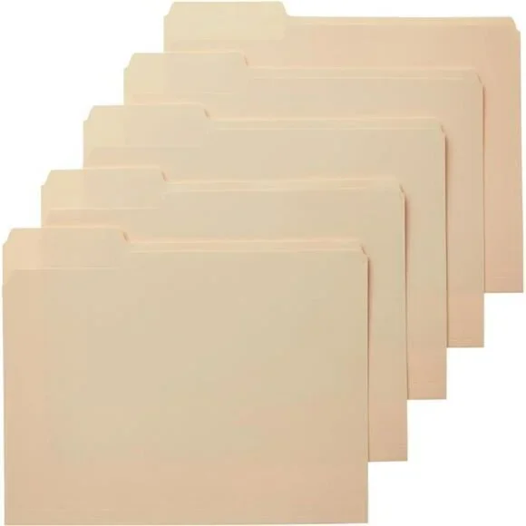 1/3-Cut Tab Assorted Positions File Folders Letter Size Manila Pack of 100