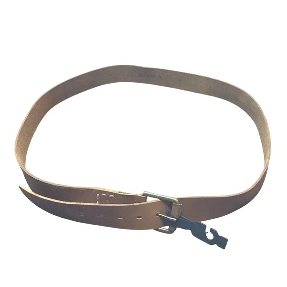 Timberland Mens Brown Genuine Leather Belt Brass Buckle Size 48