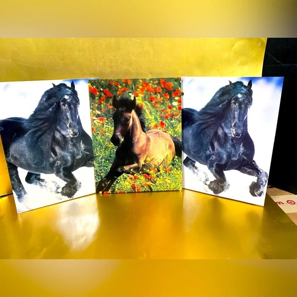 HORSE VINTAGE 2000 MEAD PORTFOLIO 3 RING BINDER FOLDERS EQUUS BUNDLE OF 3