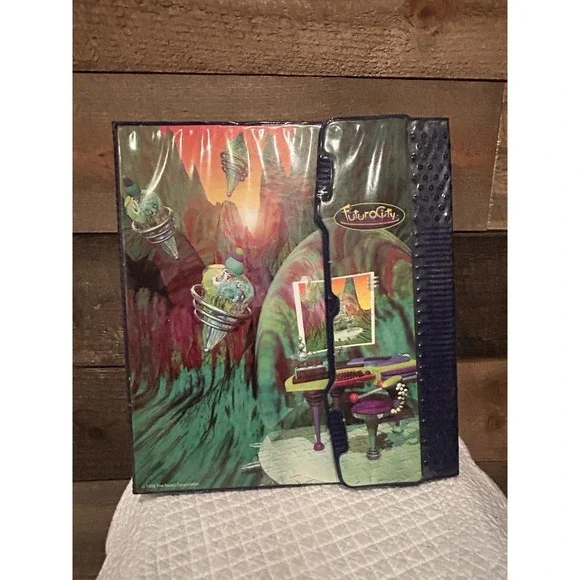 Vintage 1996 FuturoCity Mead 3-Ring Binder w‎ Clipboard