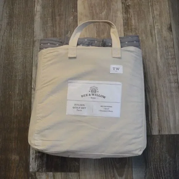 New In Package Bee & Willow Holden Twin Quilt Sham Set Reversible 100% Cotton