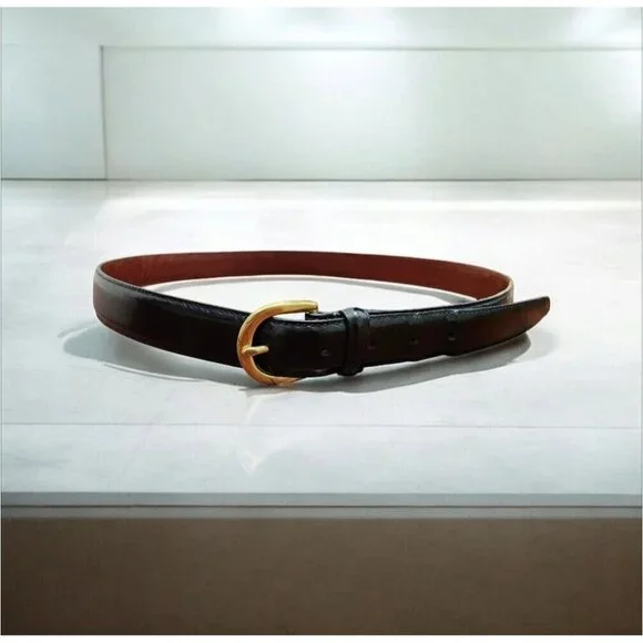 Coach Style # 3921 Shiny Black Leather Belt, Size 38''/ 95 cm