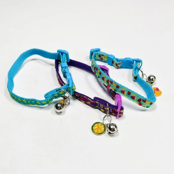 NEW 3 in 1 set of kitten cat collar fruit berry jewellery pendants bell