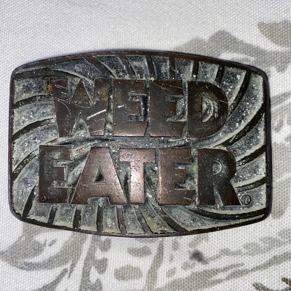 Vintage Weed Eater‎ Belt Buckle Pewter W.E. Stineburg Studio