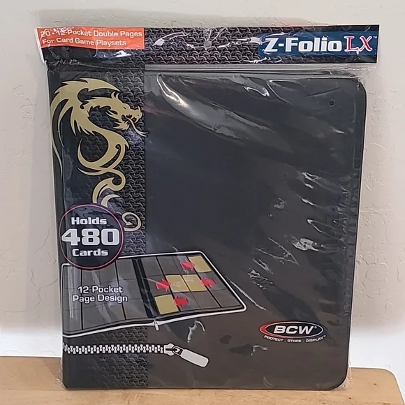 LARGE ZIPPER PORTFOLIO BCW GAMING Z-FOLIO 12-POCKET LX ALBUM, HOLDS 480 CARDS
