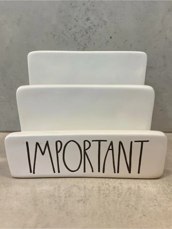 Rae Dunn White 'IMPORTANT' Three-Slot Desk Organizer