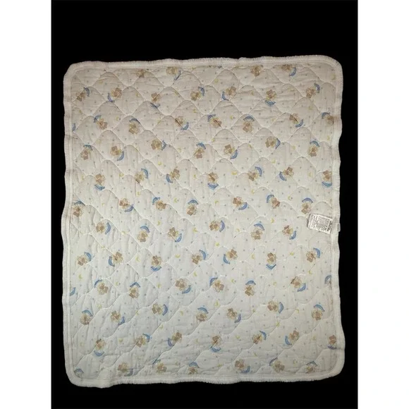Vtg Triboro Baby Crib Quilt Teddy Bear Rocking Horse Boys And Girls White USA