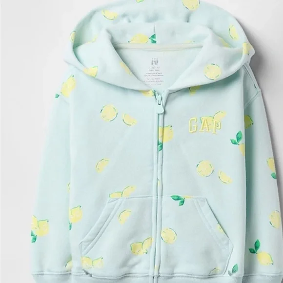 GAP Kids Lemon Pattern Hoodie - Soft green. 6 to 12 mos