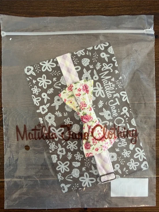 Matilda Jane Floral bow tie boys - floral and pale purple check nib nwt