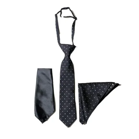 3-Piece - Boys Formal Ties & Polka Dot Pocket Square Set