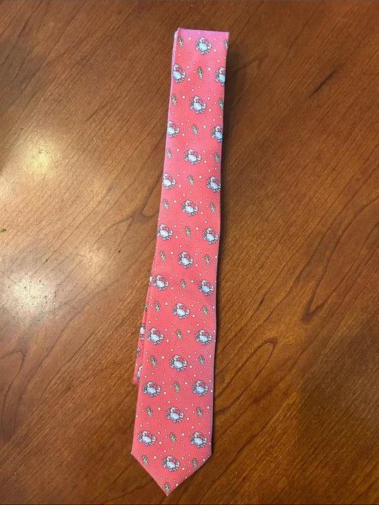 Vineyard Vines Pink Floral Pattern Silk Tie