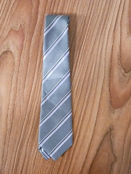Gray Stripe Kids Tie with Subtle Silver Accents
