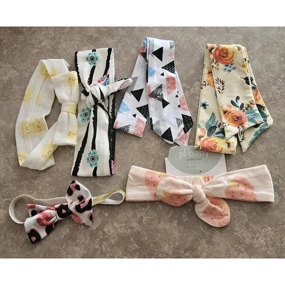 Lot Of 6 Baby Hair Bow‎ Ties One Is New With Tag/packaging.
