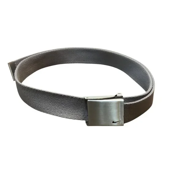 Nike Gray Belt With Bottle Opener Buckle &‎ Metal Accents 48 Inches Large