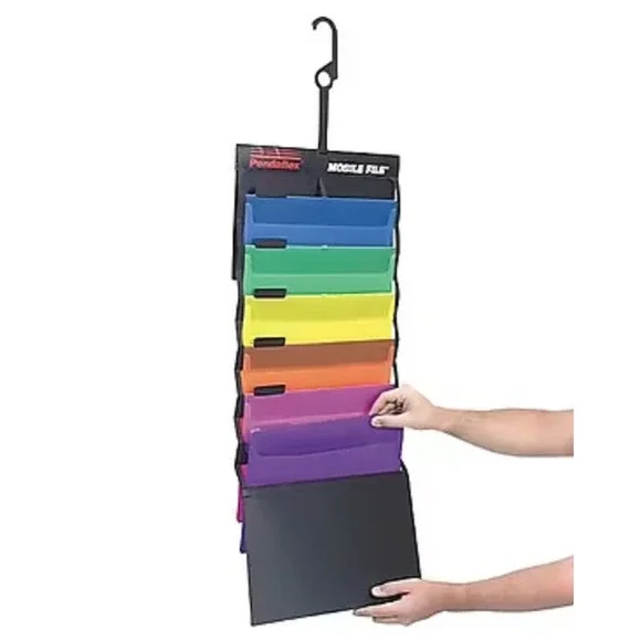 Pendaflex Hanging Wall Organizer Black Bright Color Folders Carry Case 52891