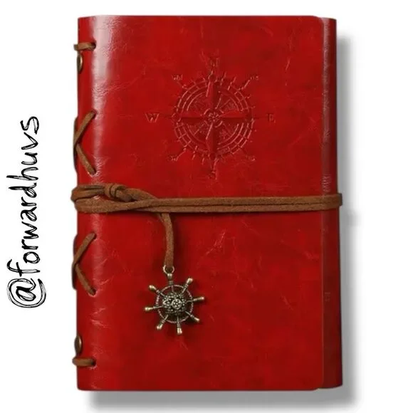 Red PU Leather Notebook - Sketchbook - Unlined Blank Page Notebook
