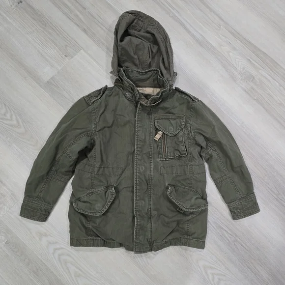 Gap Kids Military Utility Full Zip Olive Green Jacket Size S