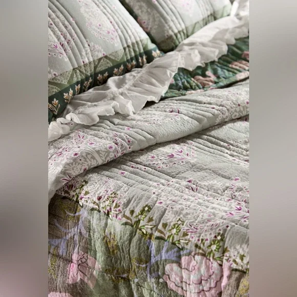 Anthropologie The Printed Textured Cotton Quilt Collection, Queen