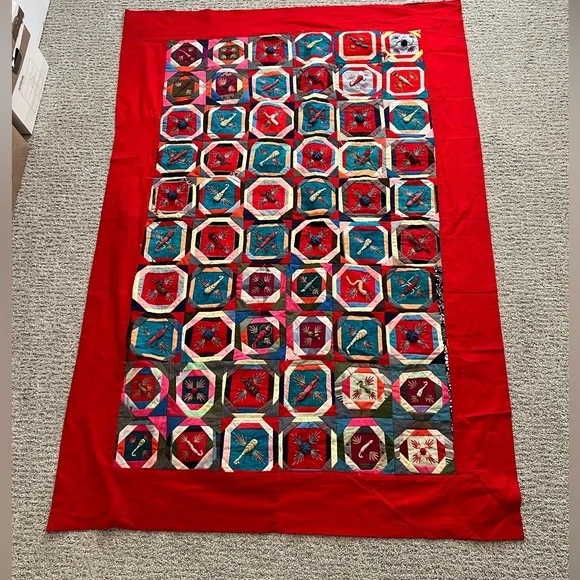 Handmade Chinese Quilt Bai Jia Bei Patchwork The One hundred family 70 X 48