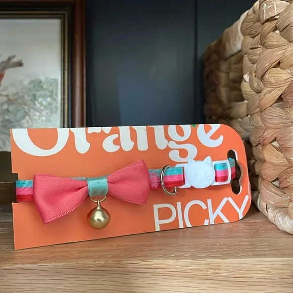 [ Picky Orange Kitty Cat Kitten Collar with Bell ]
