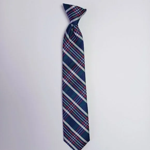 Chaps Kid's Clip-On Tie - Plaid - One Size - EUC