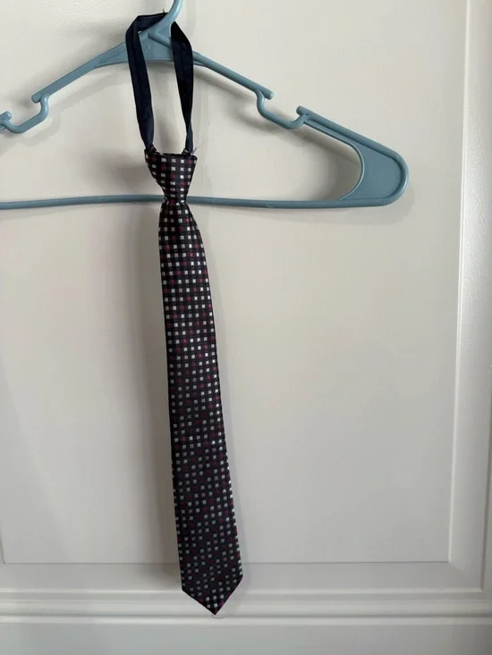 Kids Black Tie with Pink and White Micro-Check Pattern