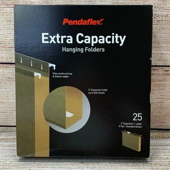 Pendaflex Extra Capacity Hanging‎ Folders Letter Size 25 Count Green New