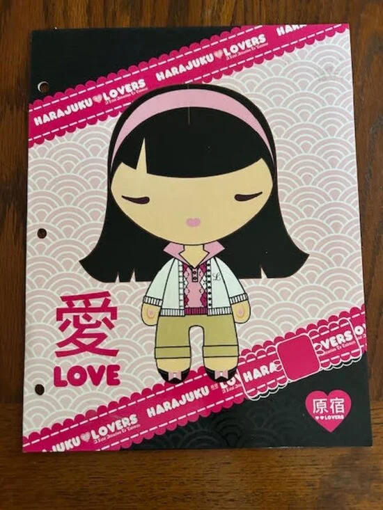 Harajuku Lovers Y2K Folder Kawaii Gwen Stefani Love Character