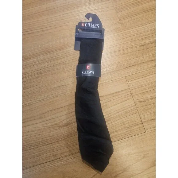 Chaps 100% Silk Neck Tie Solid Black Youth Kids Dressy
