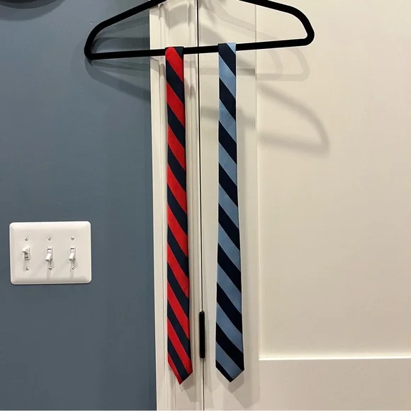Two Boys Lands' End Red and Blue Striped Ties