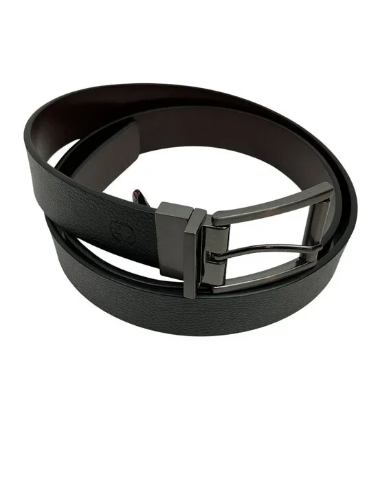 New Wenger Swissgear Reversible Pebbled Leather Belt With Gunmetal Buckle Mens B