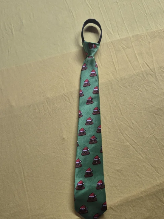 Novelty Green Holiday Poop Emoji Tie