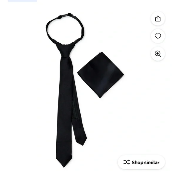 Kids Black Necktie and Pocket Square Set - Boys Accessories