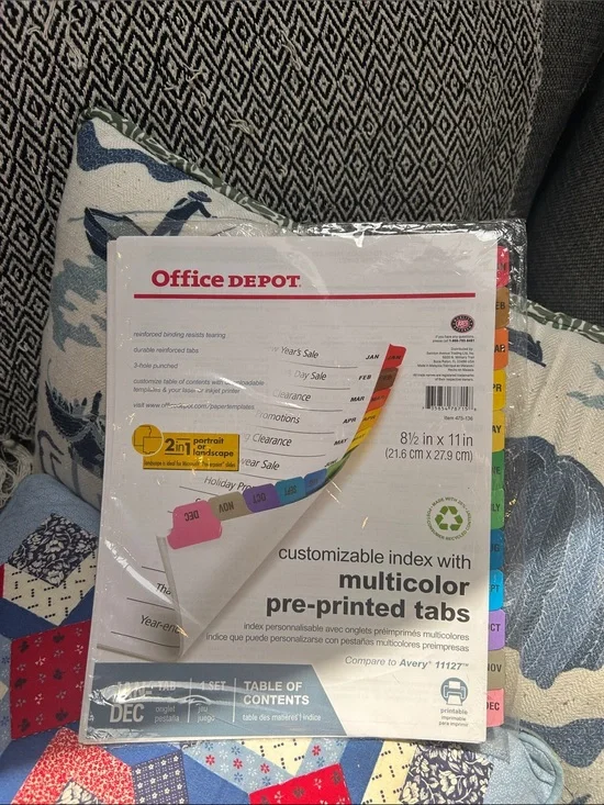 Multicolor Pre-Printed Tab Index - Multicolor