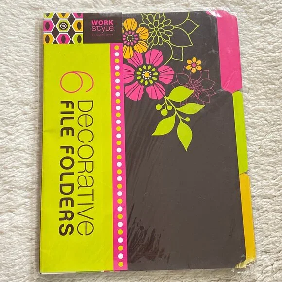 Wilson Jones WorkStyle Decorative File Folders – Floral Y2K Design – Pack of 6