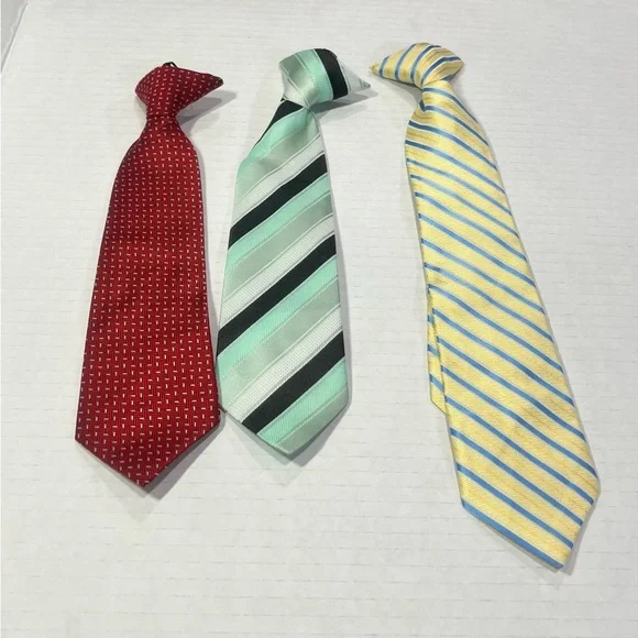 Set of Three Stylish Ties - Red, Green, Yellow