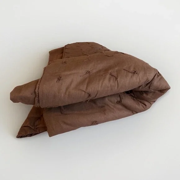 Handmade Vintage Quilt Full Size 86x66‎ Heavy Brown Cotton Layering Quilt