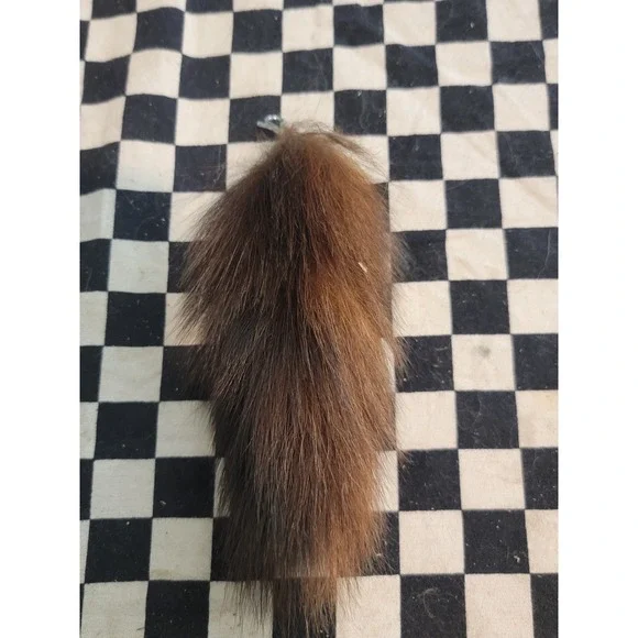 Real Tanned Fur Tail w/ Clip | Natural Brown Fur | Craft / Lure / Decor