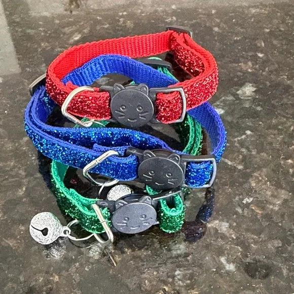 Sparkling Cat Collar Set - Red, Blue, Green