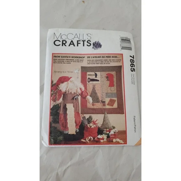 McCalls Crafts 7865 Workshop Santa Wall Hanging Mini Quilt Pattern 1995 Vintage