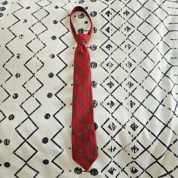 Kids Christmas Tree Patterned Adjustible Zipper Tie