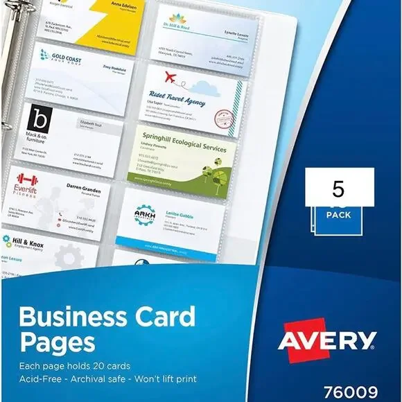 Avery Business Card Pages, Half Pack, 5 Pages (76009)