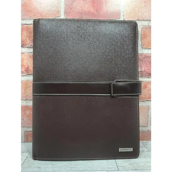 Franklin Covey Brown Note Pad Folio Monarch Notebook Cover Binder 12.5” x 9.75”