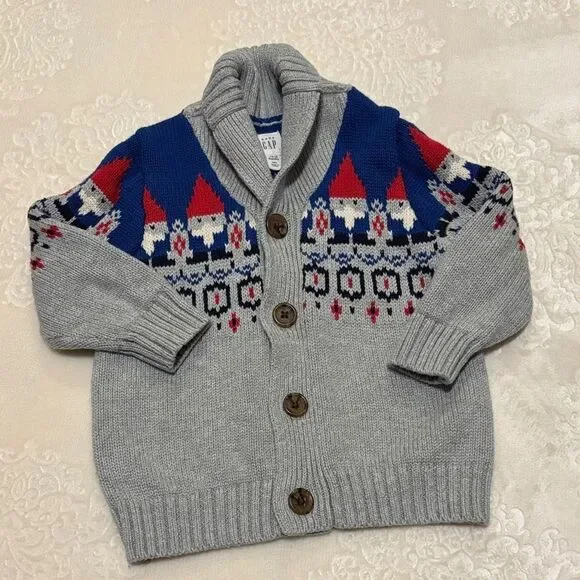 BABY GAP CARDIGAN WITH GNOMES