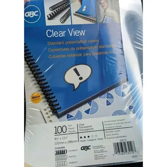 GBC Clearview Presentation Covers Clear 8 3/4